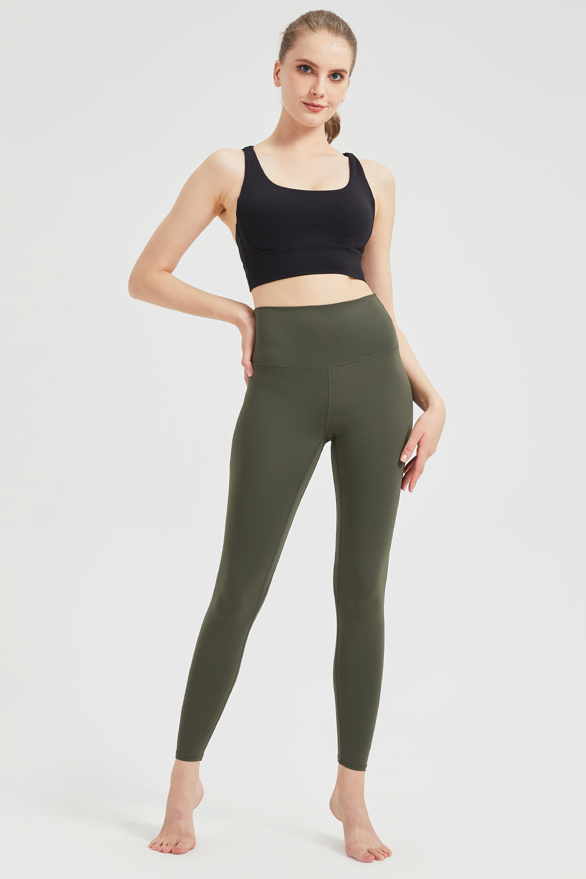 Jelrisofit Yoga High Waisted Legging with Pocket 28"-Olive